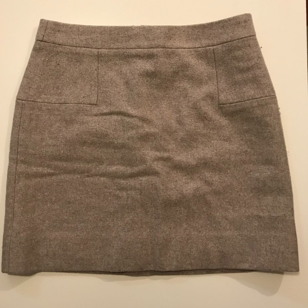 J. Crew Double Serge Wool Mini, Tan-Grey, Size 4